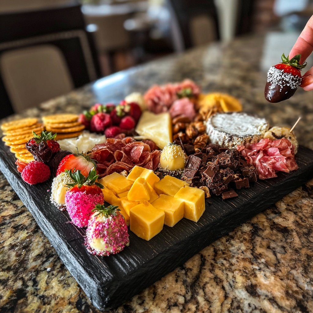 Valentines Charcuterie Board with Mini Desserts