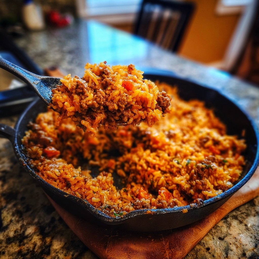 Ground Beef And Rice Comfort Skillet