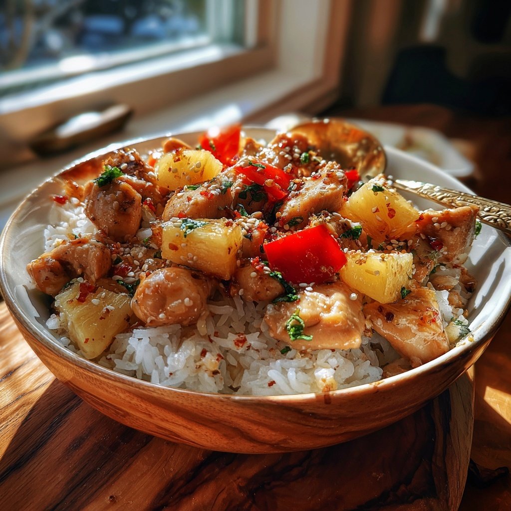 Sweet Pineapple Chicken Rice Bowl