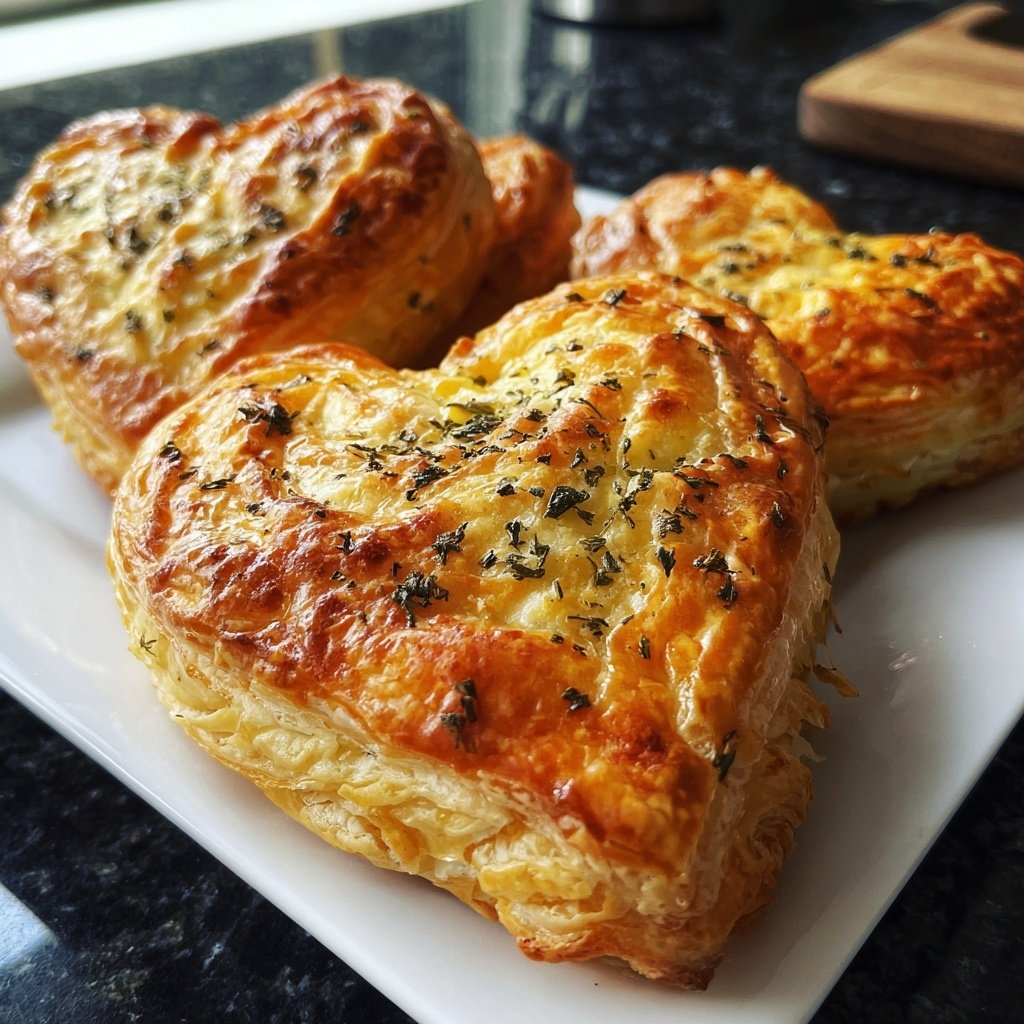 Heart-Shaped Puff Pastry with Cheese
