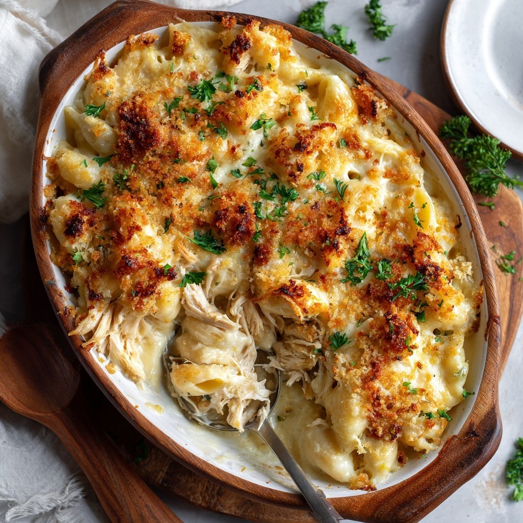Rotisserie Chicken Alfredo Casserole