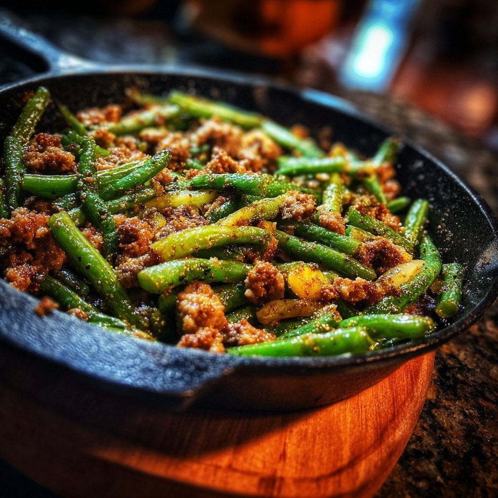 Hamburger Meat And Green Bean Skillet