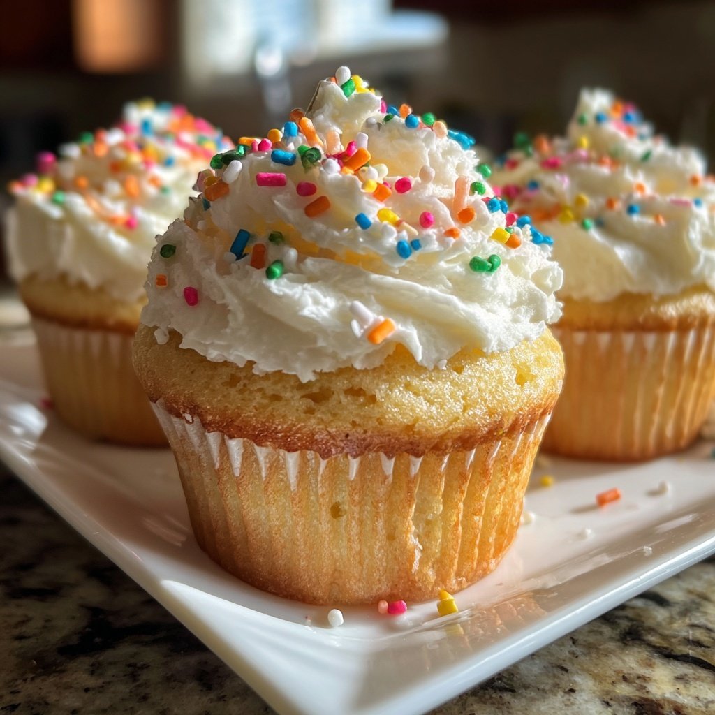 Classic Soft Vanilla Birthday Cupcakes