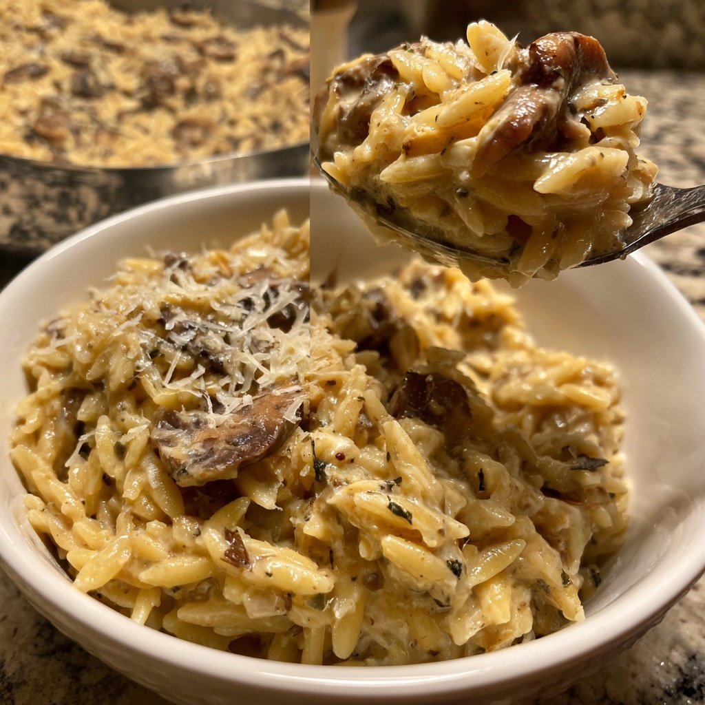 Romantic Creamy Parmesan Mushroom Orzo