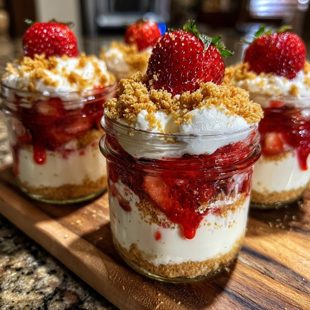 Strawberry Cheesecake Breakfast Jars