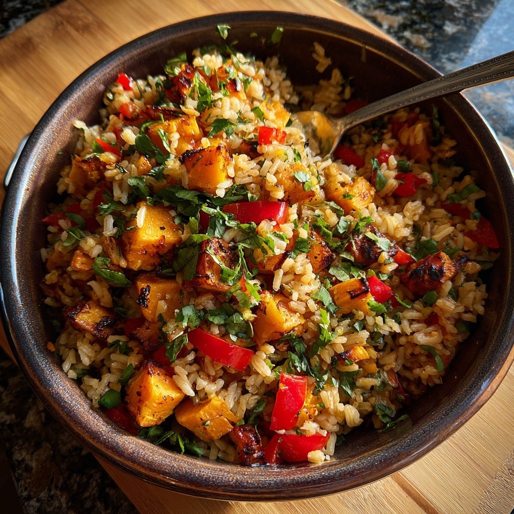 Roasted Sweet Potato Veggie Rice