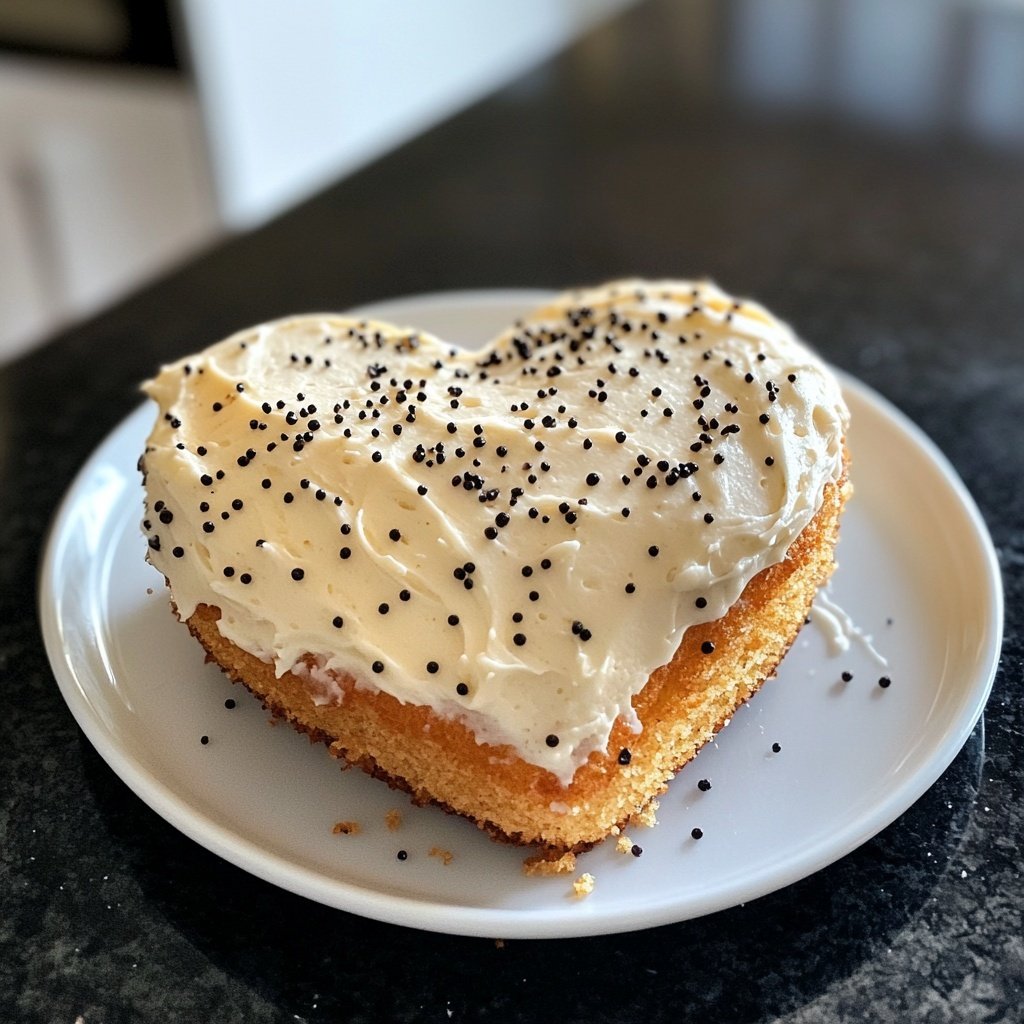 Mini Heart Cake with Vanilla Bean Frosting